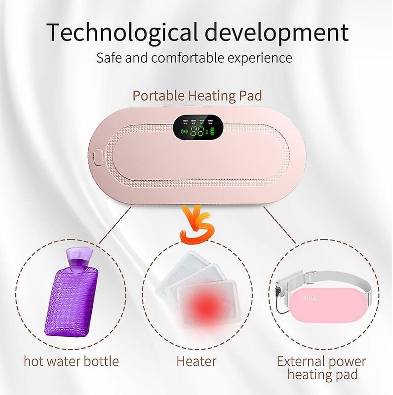 Electric Heating Pad for Cramp, 4 Vibration Massage Modes 3 Heat Levels Menstrual Relief Belt, Portable Period Cramp Stomach Back Pain Relief Patches